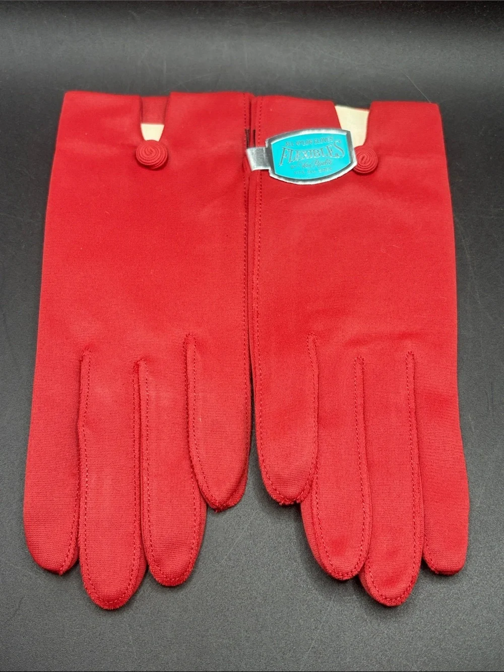 Van Raalte Flexibles Vintage Red Toned Nylon Gloves, Never Worn O/S Original Tag